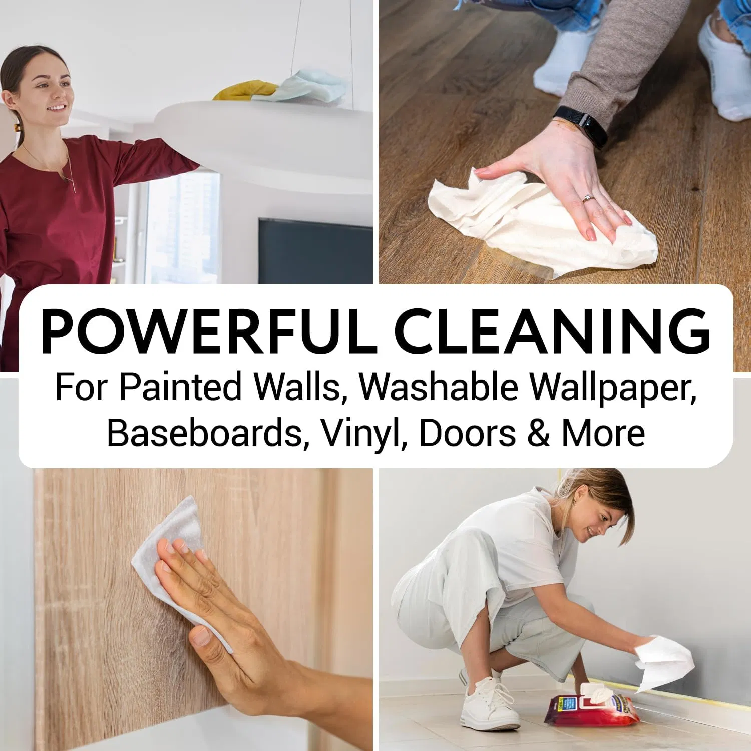 Wall Cleaner for Painted Walls - Wall Stain Remover & Baseboard Cleaning - Cleaning Wipes Texture Wall Wipes