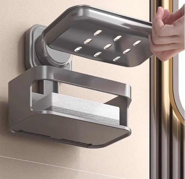 Suction Soap Holder for Home, Draining Soap Dish, Wall-Mounted Storage Rack