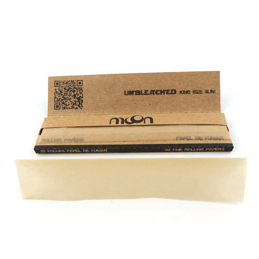 Custom Brand Raw Natural Brown 12.5GSM Finest Rolling Paper 1 1/4 King Size Slim Smoking Accessories Tobacco Cigarette Paper OEM Factory Wholesale Price