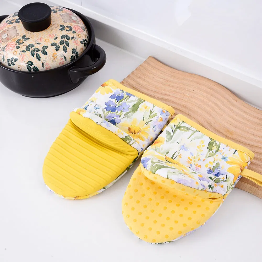Factory Customized Yellow Flower Custom Kitchen Insulation Printing Silicone Mitt
