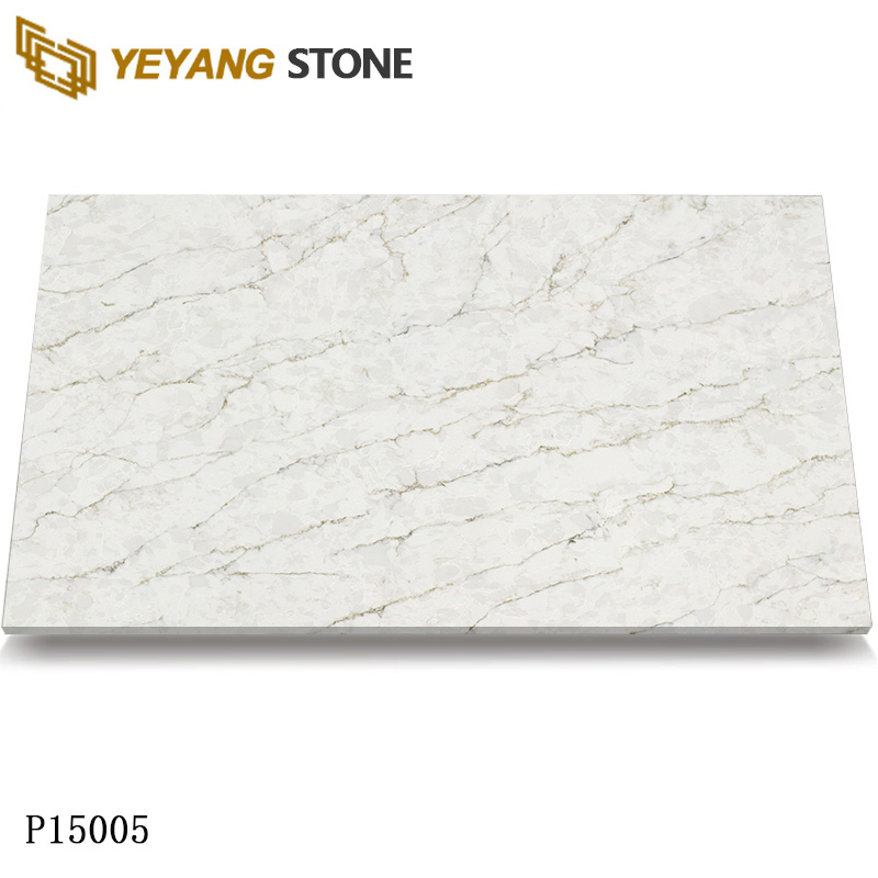 Beige Grey Quartz Slab for Countertops/Backsplashes/ Walls/Flooring