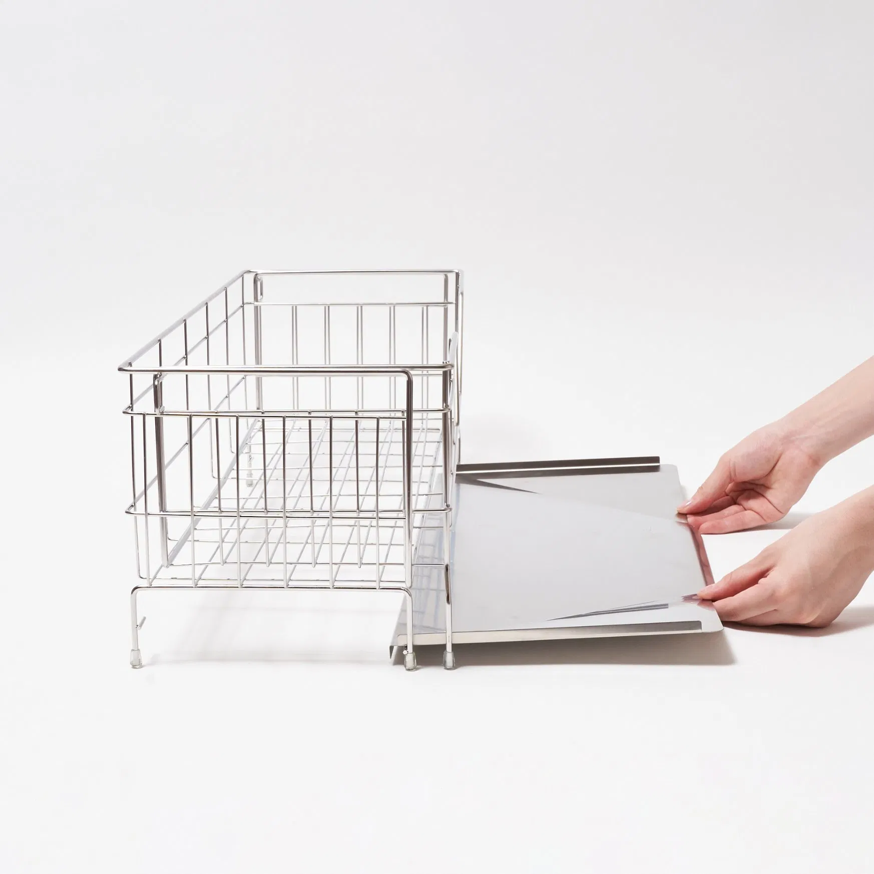 Double Layer Drainage Rack Bowl Dish Expandable Storage Kitchen Stainless Steel Dish Drainer Rack Wire Basket