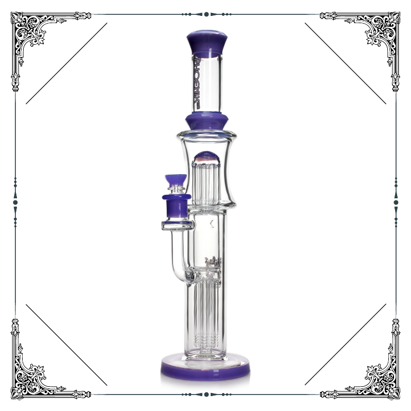 Wholesale Phoenixstar Glass High Quality 16.5 Inches Recycler Tall Big Straight Tube Tobacco Smoking Water Pipe with 10 Arm Perc