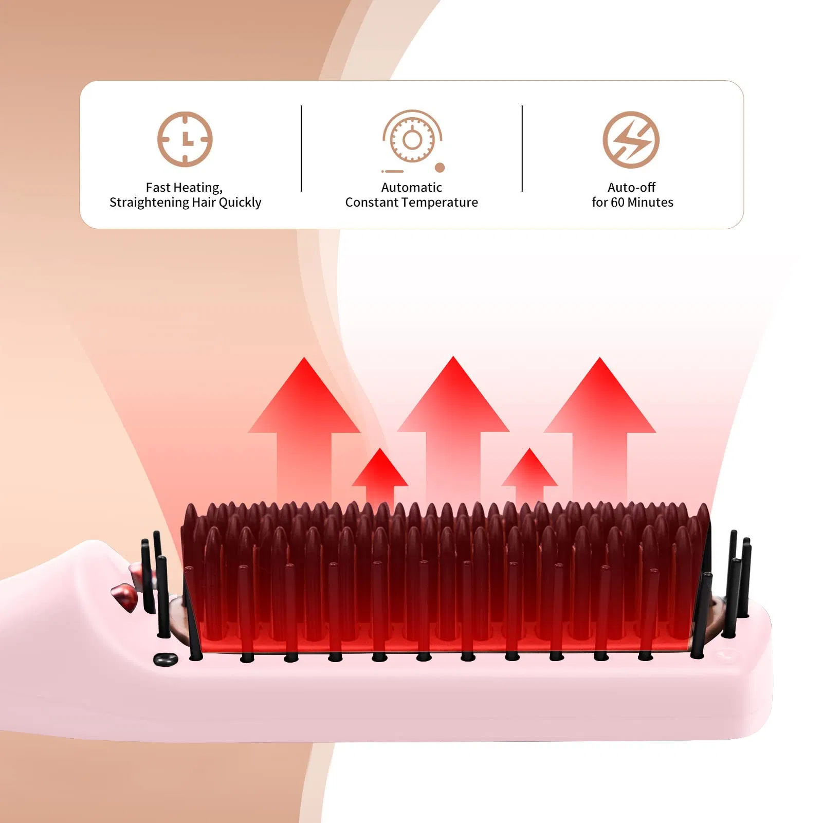 Advanced Hair Hot Brush Comb Auto off Ceramic Fast Heating Electric Hairbrush