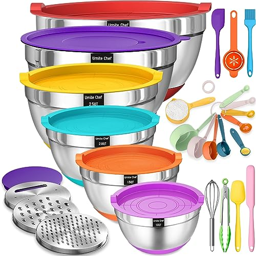 Airtight Stainless Steel Bowls Set, 26PC for Food Storage & Mixing