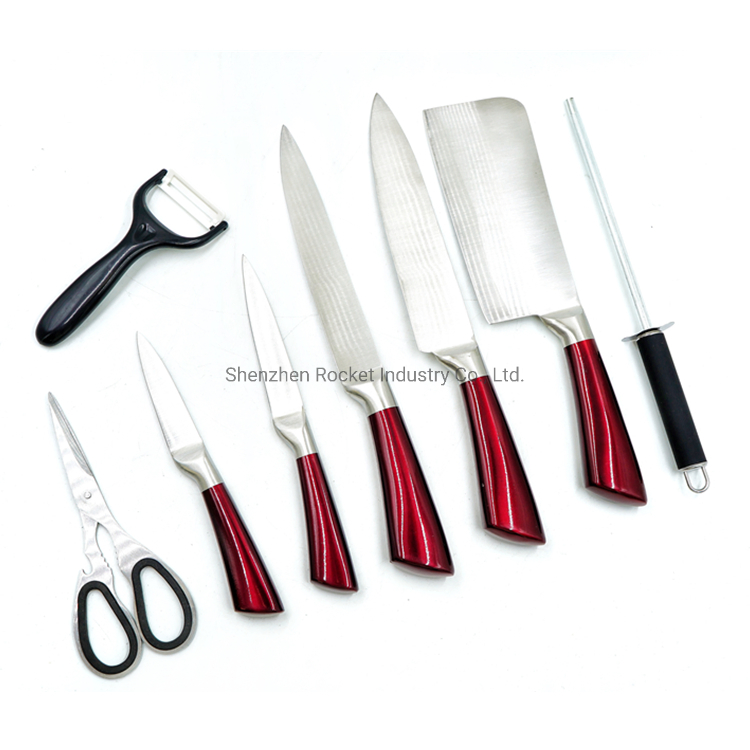 Набор кухонных ножей с точилкой и подставкой, 6 предметов