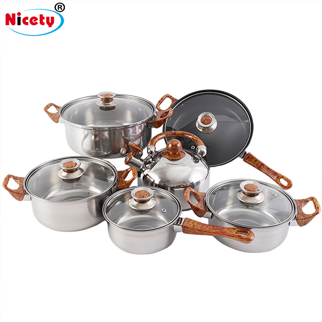Wholesale Customized Home Kitchenware Casserole Saucepan Stainless Steel Cooking Pot Cookware Set
