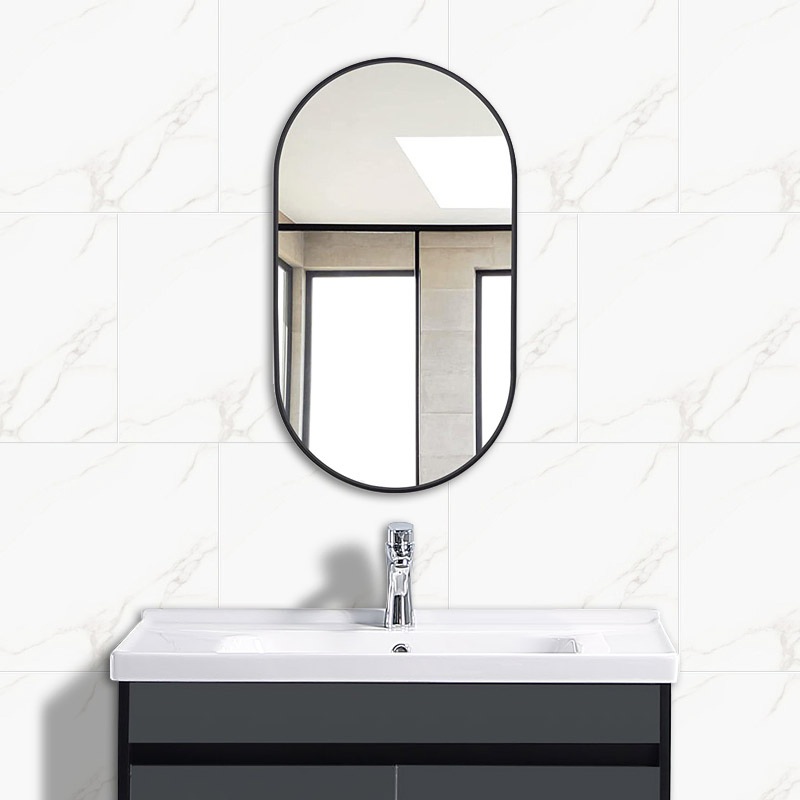 Luxury Oval Metal Frame Bathroom Mirror Wall Mounted Makeup Vanity Mirror for Home Decor