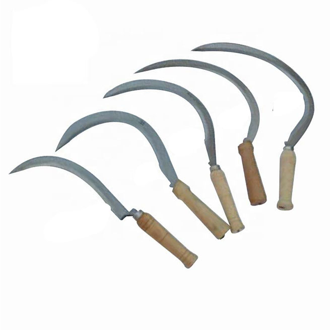 Agricultural All-Steel Sickle with Wood Handle Mowing Wheat Garden Weeding Sickle