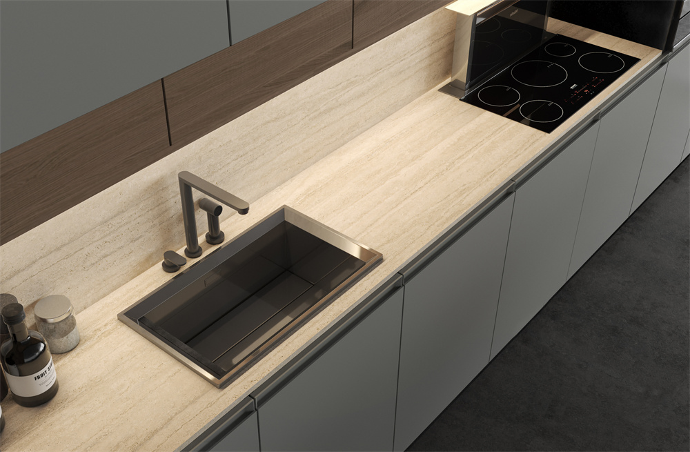 Best Selling Beige Travetine Sintered Stone for Modern Kitchen Backsplash and Countertop