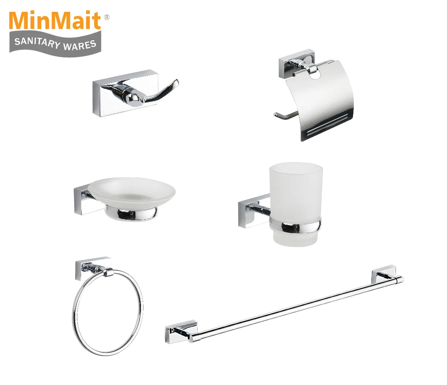 Комплект аксессуаров для ванной 6 в 1, цинковый сплав, матовый черный