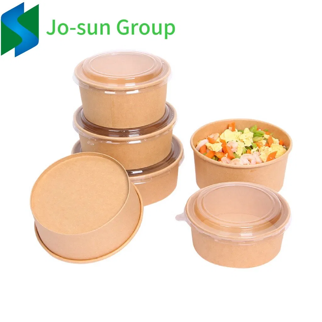 Custom Printing Noodle Rice Hot Food Salad Soup Waterproof and Grease Proof Brown Kraft Paper Soup Bowl