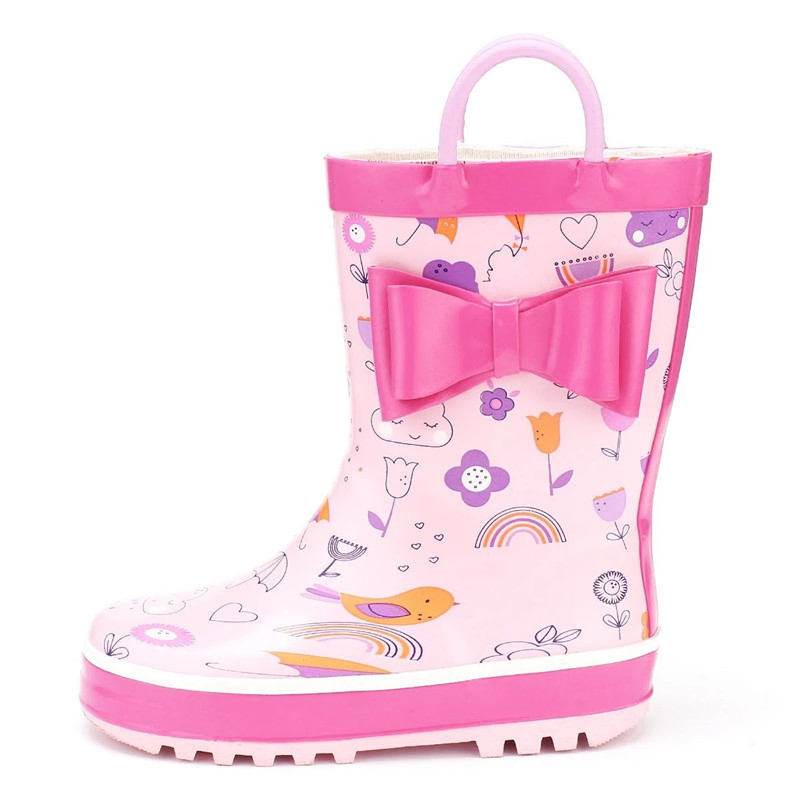2021 Hot Selling Waterproof Rubber Cartoon Printing with Handles Rain Boots