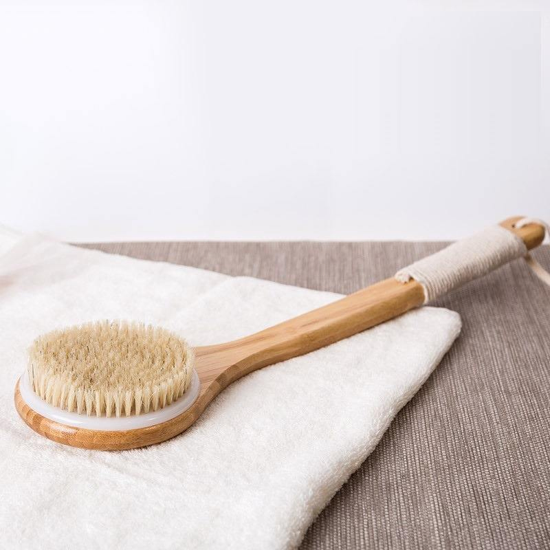 Long Handle Curved Wooden Back Scrubber/Dry Brush Back/Male and Female Sponge and Scrubber Bath Brush