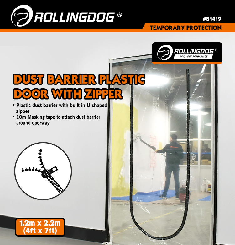 Rollingdog-PRO 81419 Plastic Sheet Door with Zip 1.2 X 2.2m