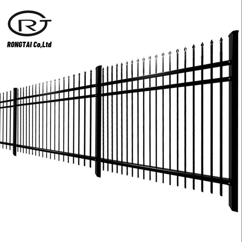 Steel Residential Security Palisade Fence Metal Curved Fence Portable Pickets Wrought Iron Site Fencing