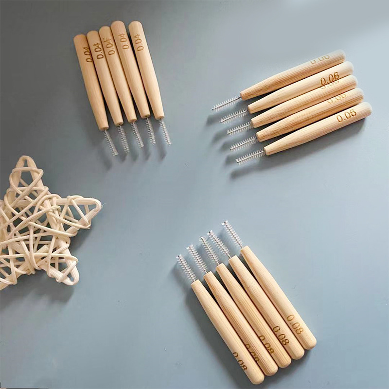 "L"Bamboo Interdental Brush Toothpicks Clean Tooth Brush 100% Natural Bio Bamboo Wood Interbrush for Dental Clinic Used Bamboo Brush Factory