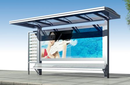 Outdoor Stainless Steel Structure Aluminum Alloy Bus Shelter