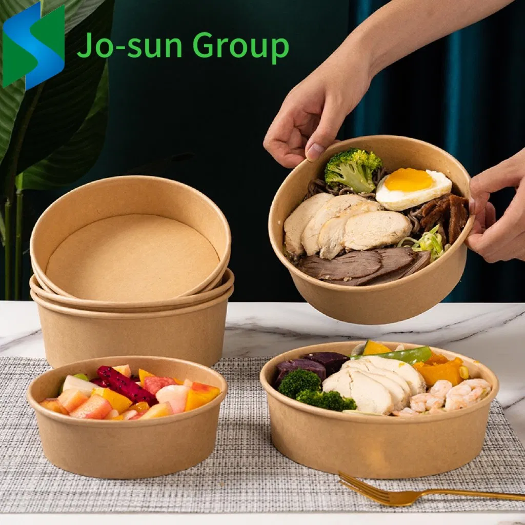 Jo-Sun Brown with Lid Round Disposable Rice Food Container Bowl for Take out