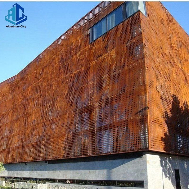 Corten Steel Garden Screen Panel for Outdoor Landscape & Privacy with Laser Cut Perforated Design