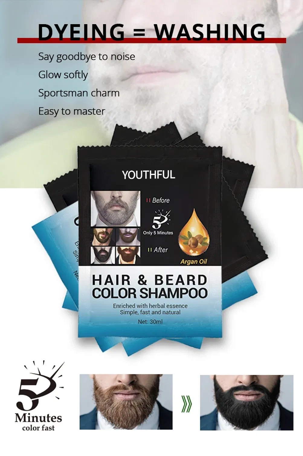 Private Label Fast Easy Permanent Men Black Beard Cream