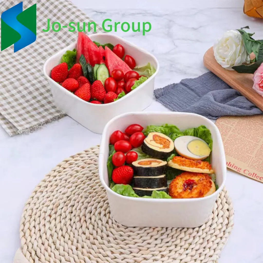 24 Oz Square Kraft Paper Bowl with Lids Disposable Paper Food Containers to Go Soup Bowls for Restaurants