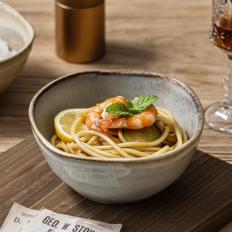 Japanese Vintage Ceramic Bowls with Unique Irregular Shapes