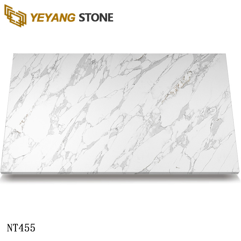 Organic Brown Veins Clacatta Quartz Slab for Vintage Interior