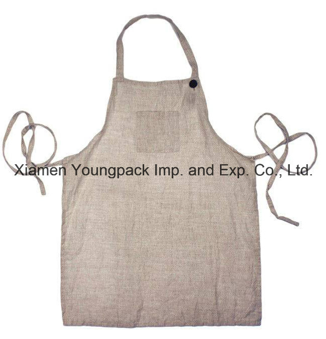 Fashion 100% Undyed Natural Linen Adult Size Kitchen Cooking Apron