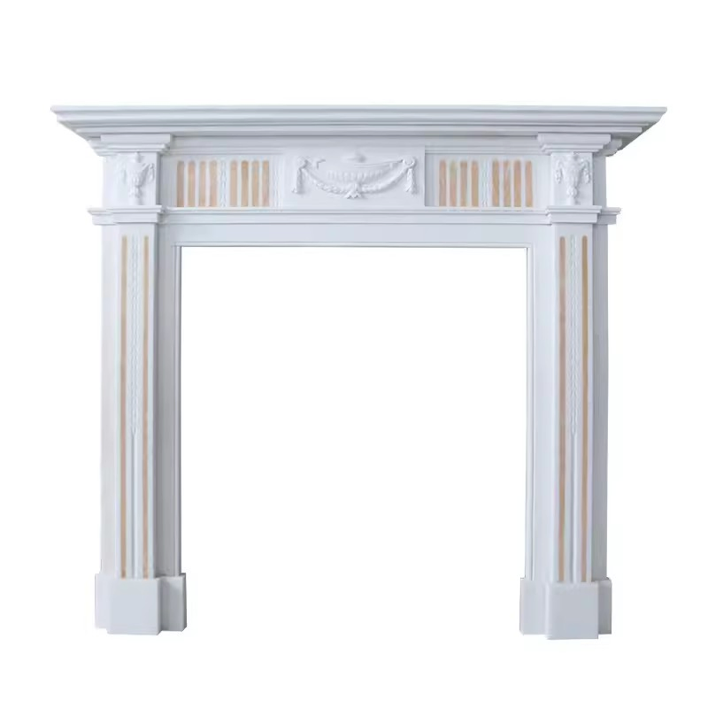 Custom-Designed Interior Volakas White Marble Fireplace