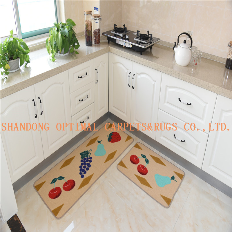 2PCS/Set Anti-Slip Custom Design Nylon Material Kitchen Mat Waterproof Non-Slip Printed Door Kitchen Floor Mat
