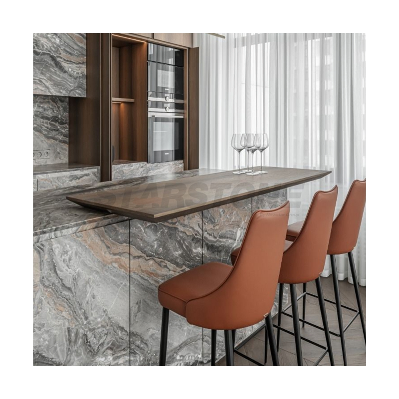 Starstone Luxury Style Cusomized Size Natural Stone Marble Slab Kitchen Countertop