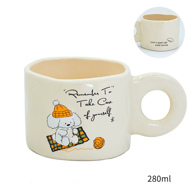 Керамическая кружка с собакой для кофе и молока, 280 мл