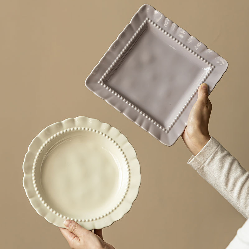 Classic Vintage Style Ceramic Plate Porcelain Dinnerware Plate Dinner Vegetables Plate