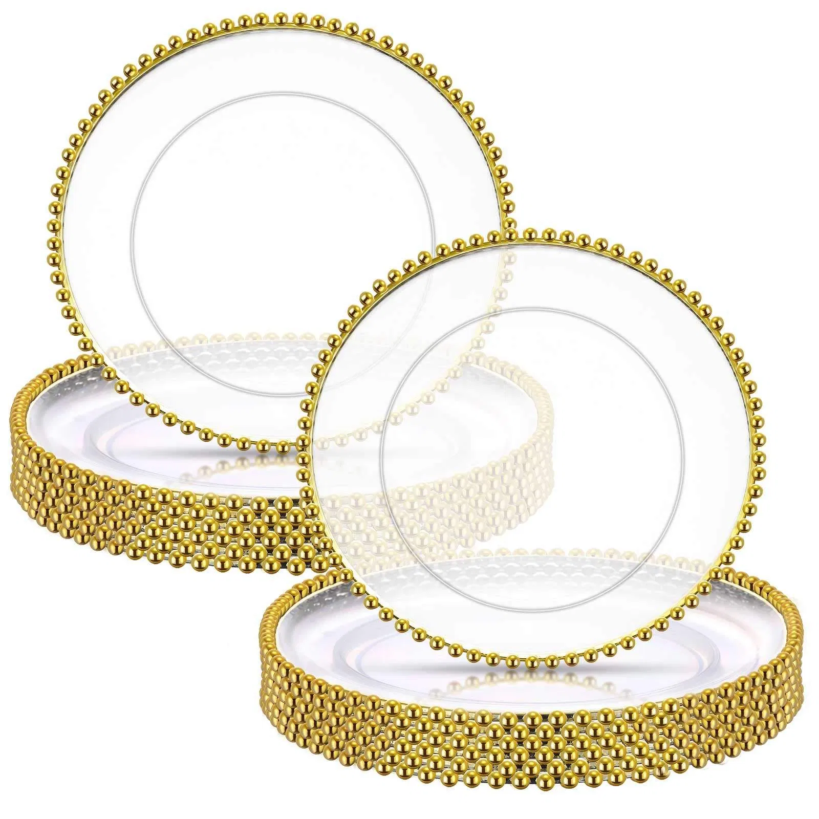 Customized Durable Reef Silver Clear Beaded Glass Plate Gold Plates Charger Plate