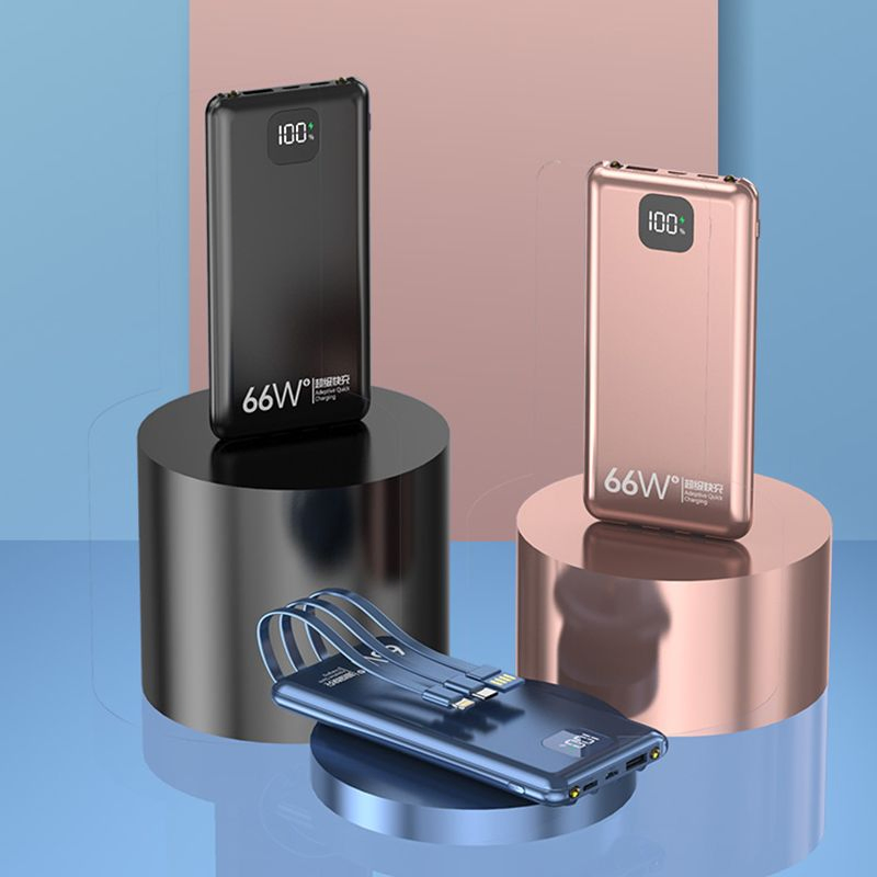 Ultra-Light Portable Power Bank with Built-in Charging Cord