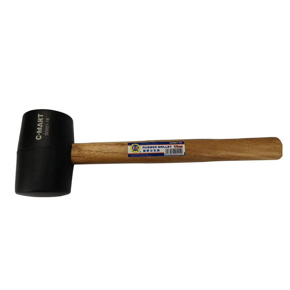 16 Oz Rubber Hammer Wooden Handle Rubber Mallet Hammer