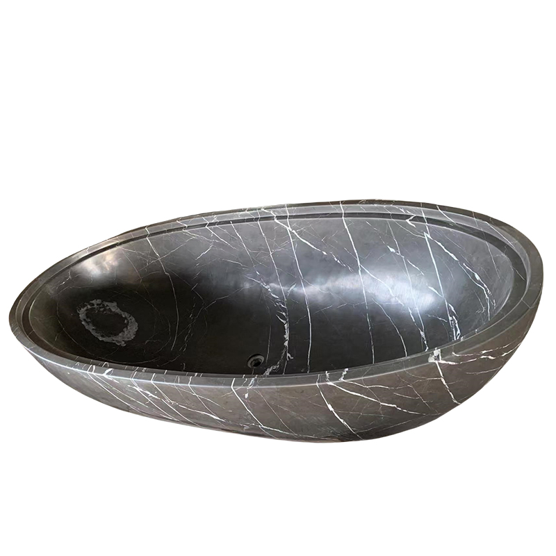 Pietra Grey Polished Oval Freestanding Custom Marble Bathtubs for Indoor Bathroom Decor