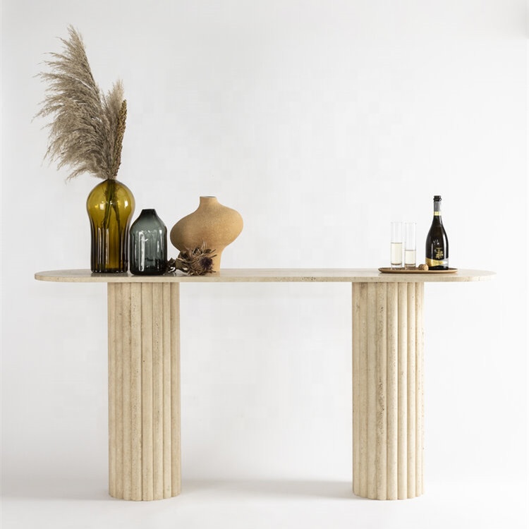 Консоль настенная черная с золотом мрамор травертин премиум