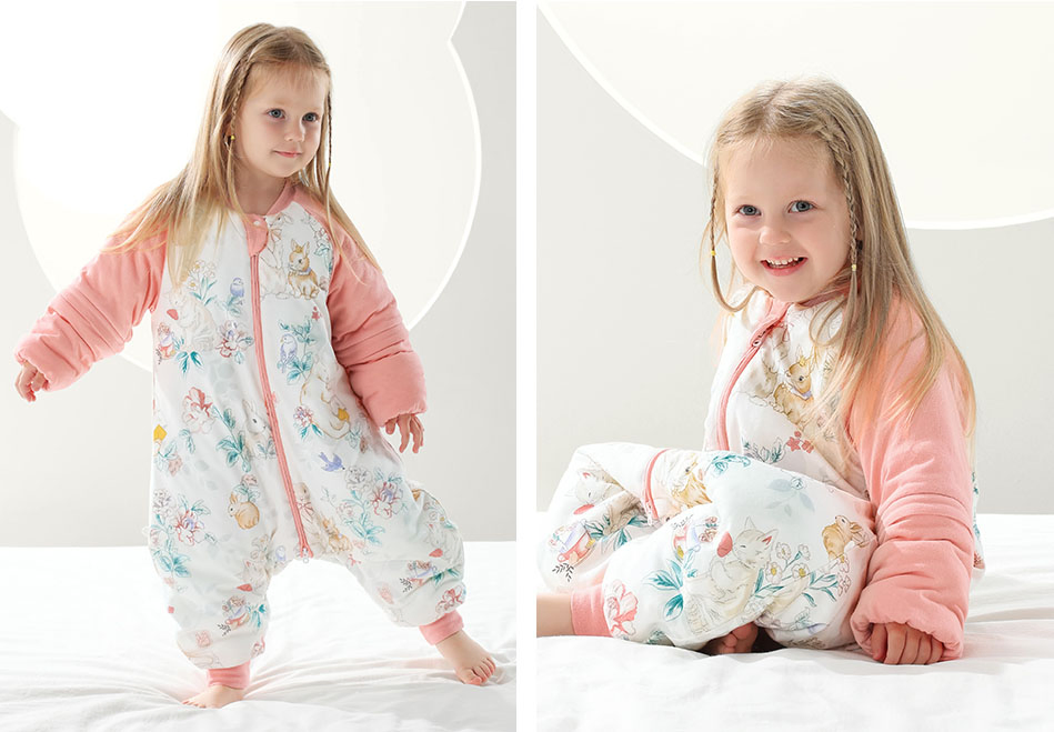 Bulk Custom Baby Sleeping Bag with Legs Bamboo Fiber Warm Winter Sleep Sack for Boy Girl Detachable Sleeve Double Zipper Flow