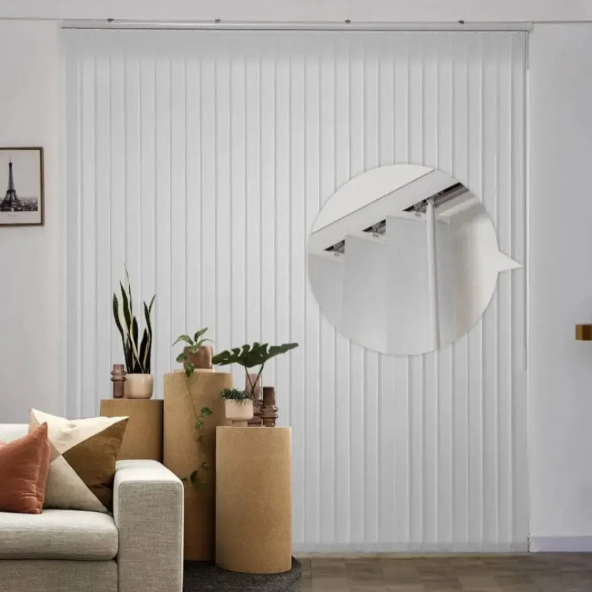 Newest Design Blackout Fabric Rotatable Slats Curtain Vertical Blind for Gallery