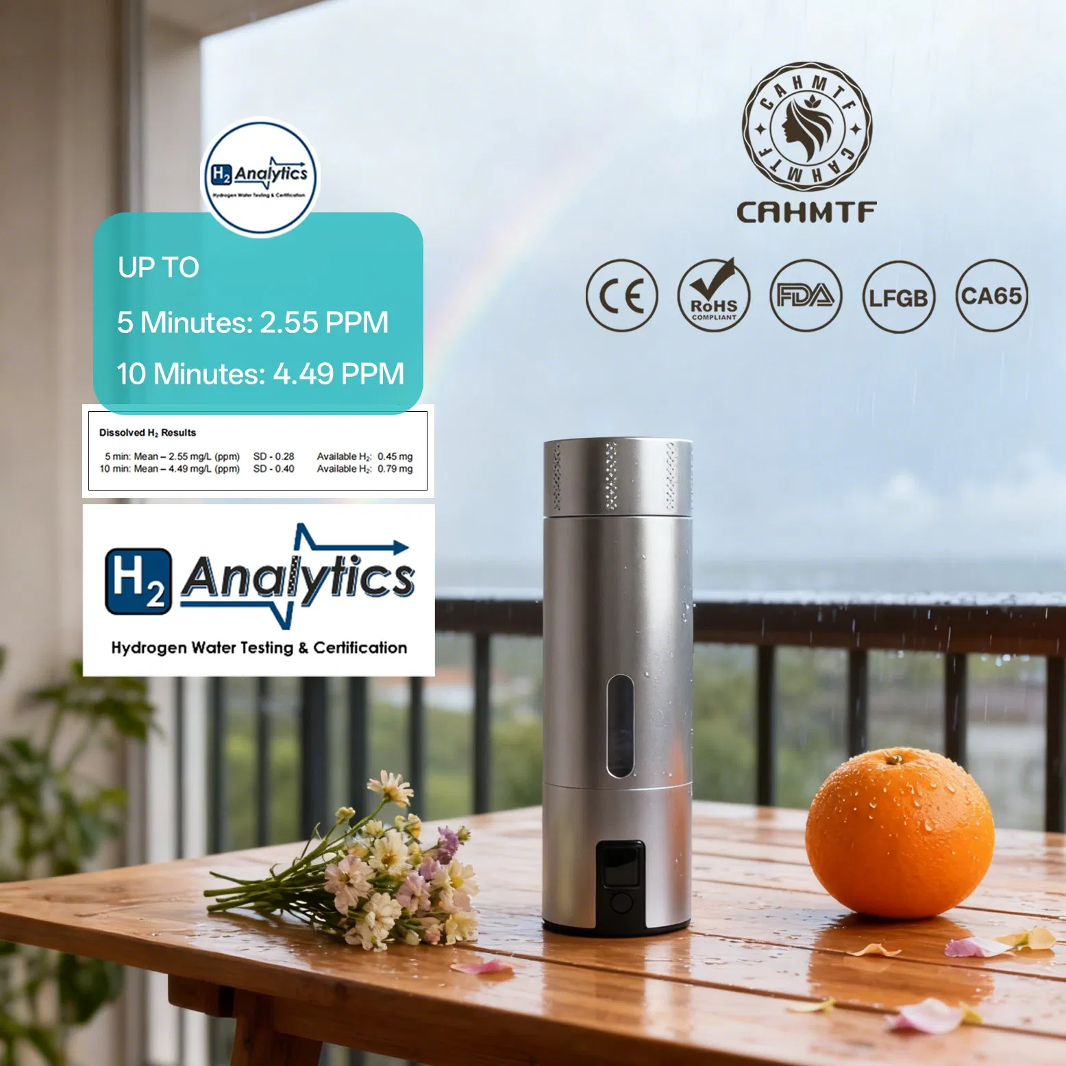 Cahmtf Portable Hydrogen Water Bottle - 5000ppb in 10 Mins, Compact Design for Gym/Office (Argentina Hot Sale)