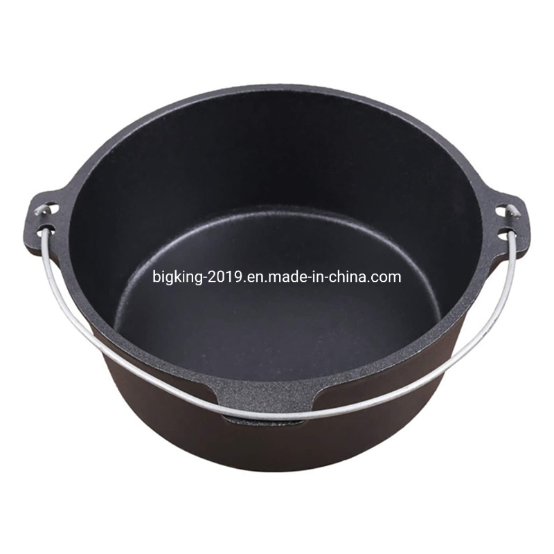 Pre-Seasoned Cast Iron Dutch Oven with Flanged Lid Iron Cover, for Campfire or Fireplace Cooking