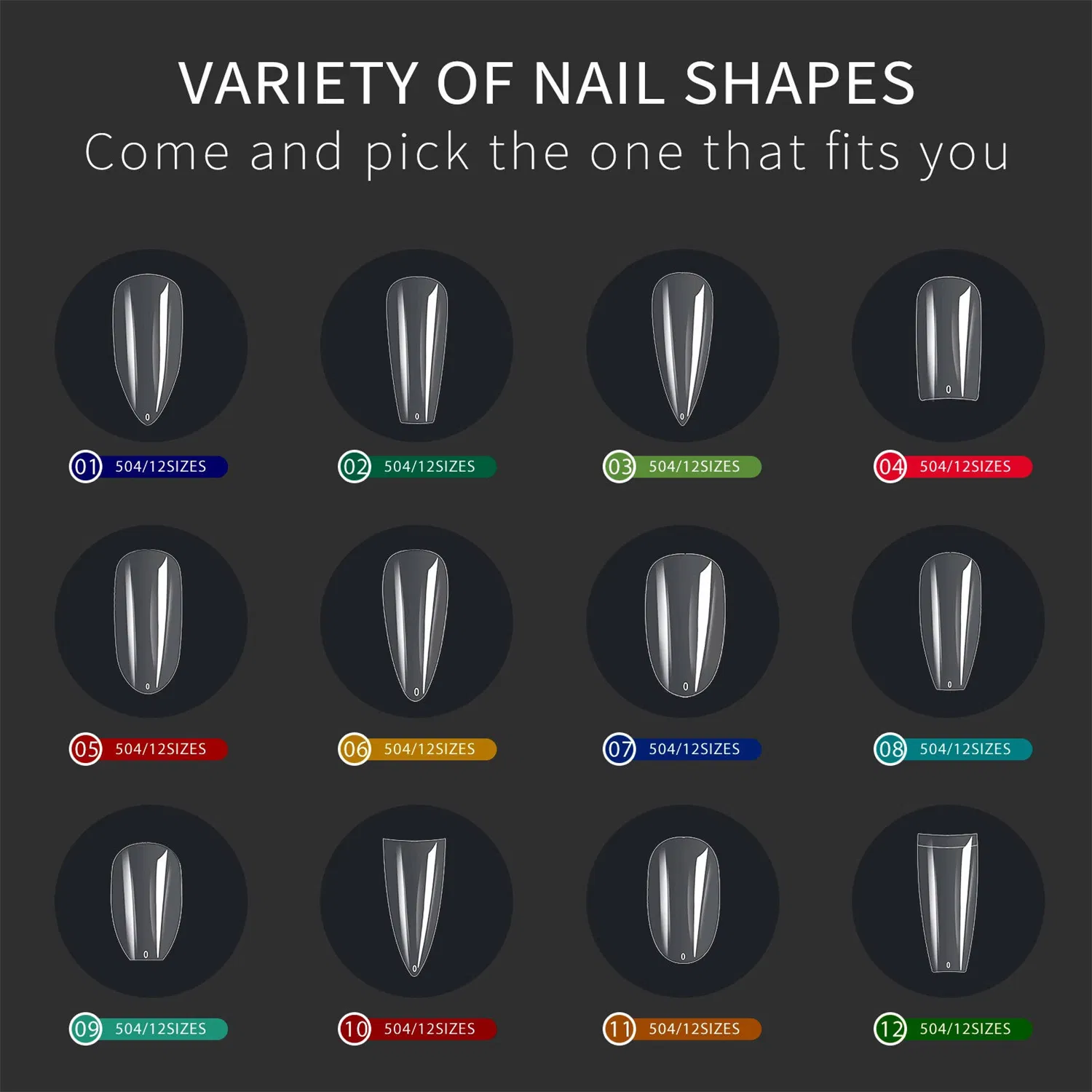 Boxed Seamless Nail Tips Fake Nail Drops Almond Ballet Nails Tips Fully Covered with Transparent Nail Tips