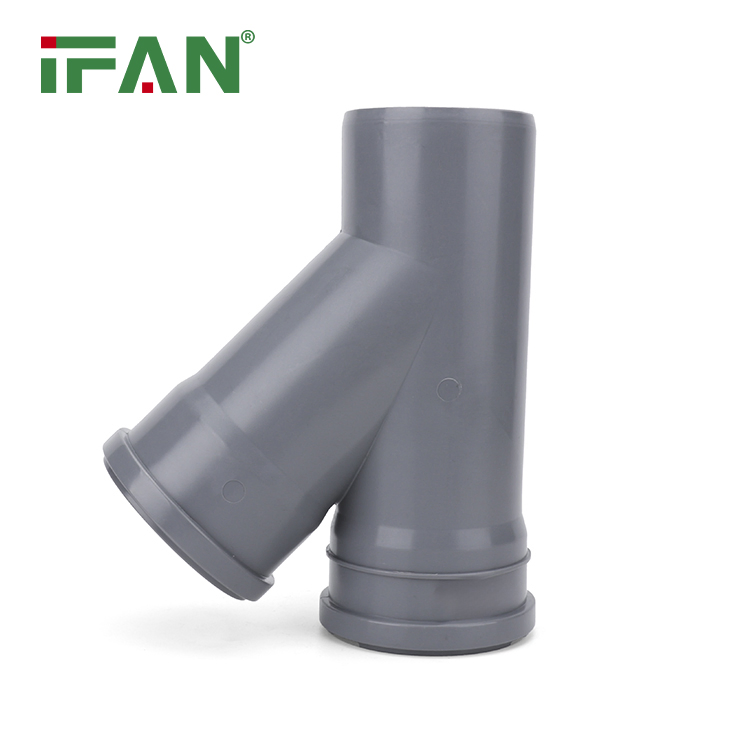 Ifan Commercial Price PVC Pipe Fitting 50-200mm Pipe Fittings PVC Single Branch 45° JIS K6741 PVC-U Fittings