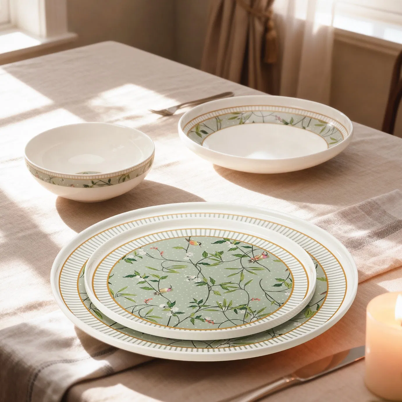 29 PCS Bone China Dinnerware Plates Dishes Tableware Ceramic Dinner Set
