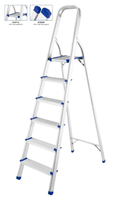 Armrest Ladder Household Aluminum Folding Ladder (with anti-slip foot pads, pedals and handrails)