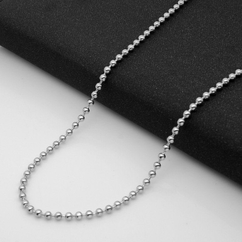 Fashion DIY Stainless Steel Ball Beads Chain Dog Tag Necklace Wholesale