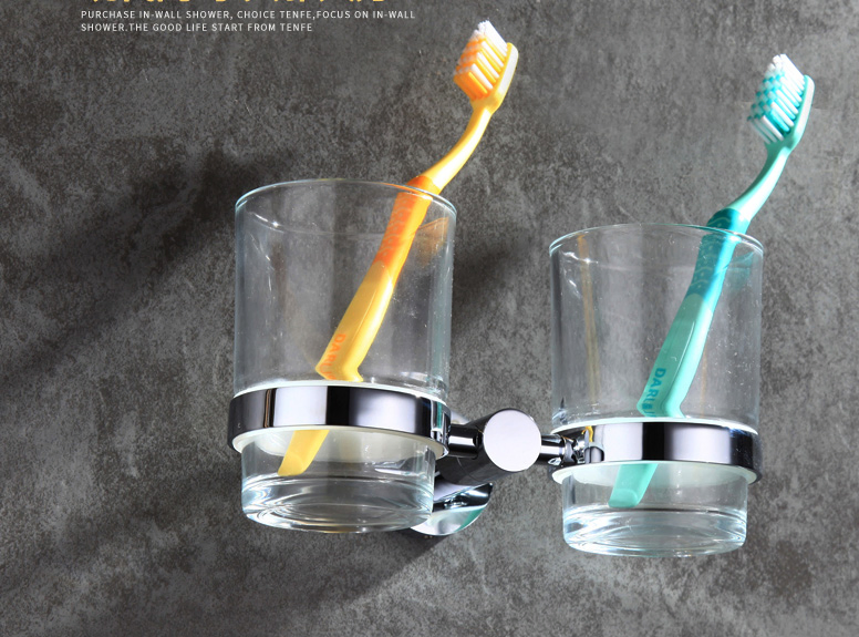 Настенный держатель для зубных щеток и стакана из латуни