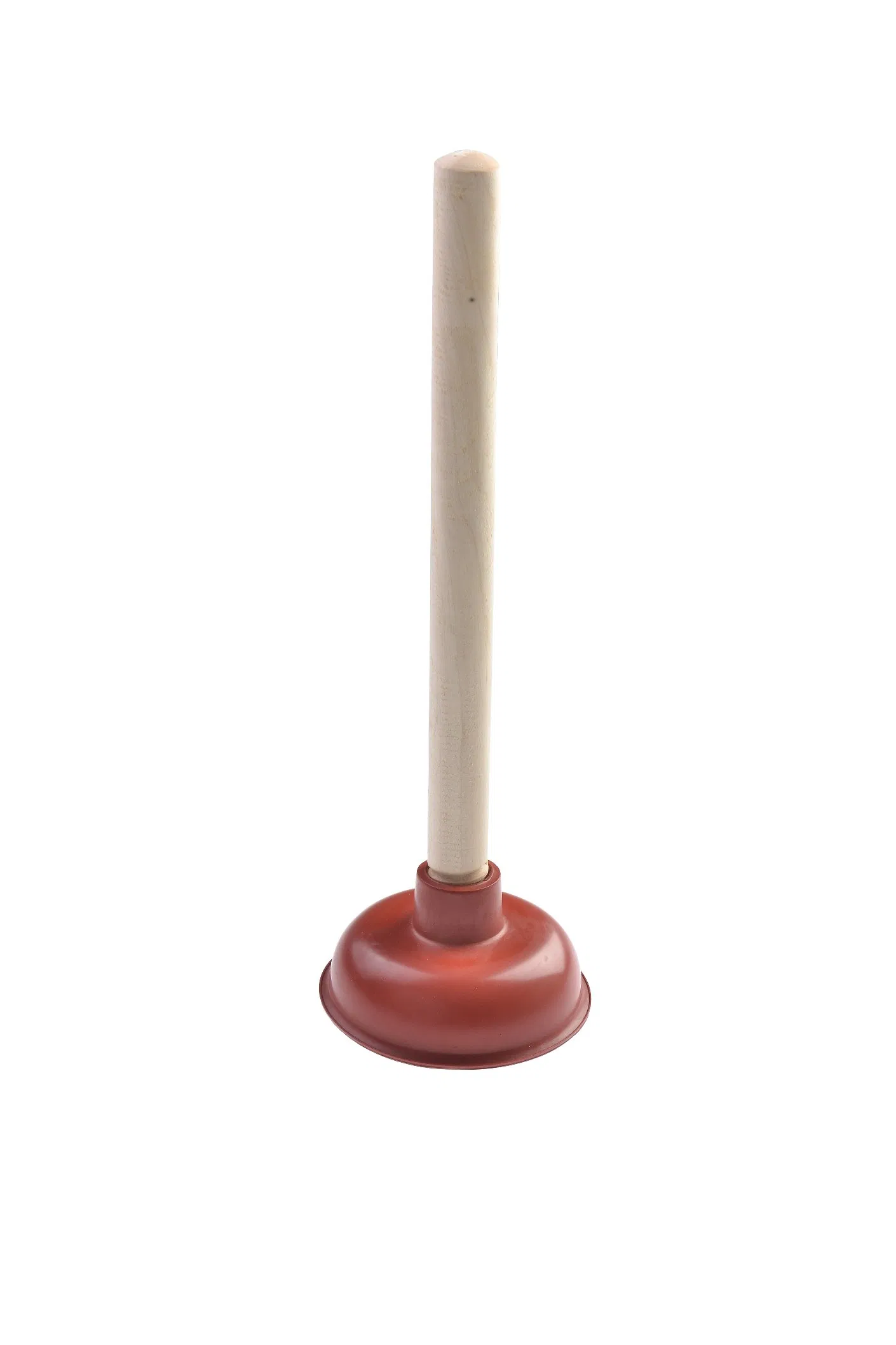 Toilet Plunger with a Long Wooden Handle to Fix Clogged Toilets and Drains